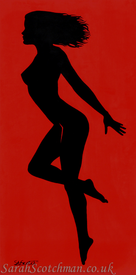 Sarah Scotchman Rita Black Part of the Bond Girl Series Acrylic on Box Canvas 60 x 120cm